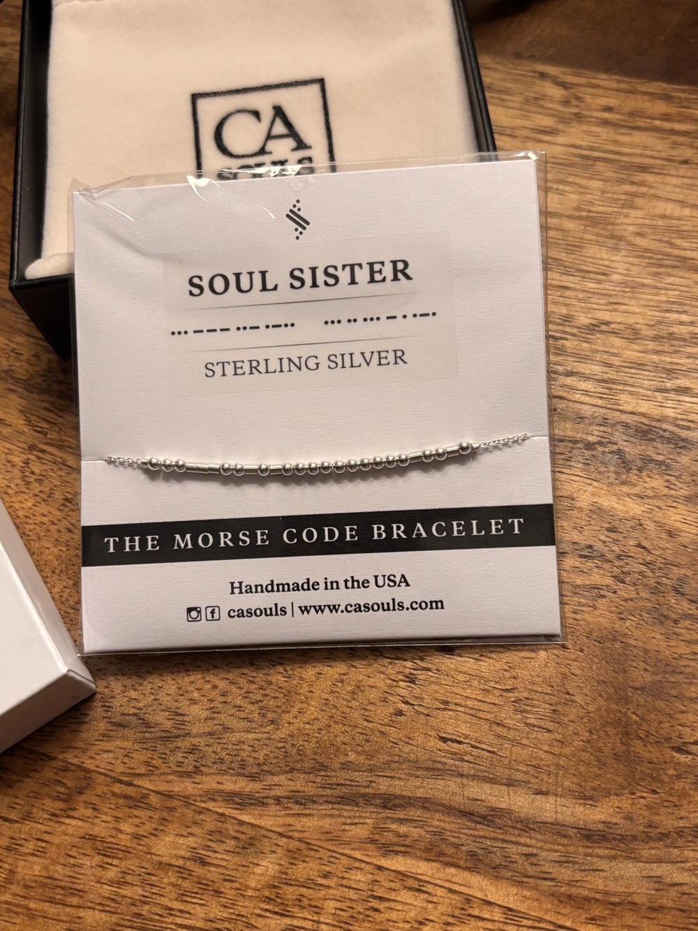 CA Soul Sister Sterling Silver Morse Code Bracelet - Silver -NWT